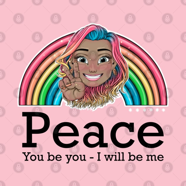 rainbow Reva Prisma peace sign emoji (black text) by Mei.illustration