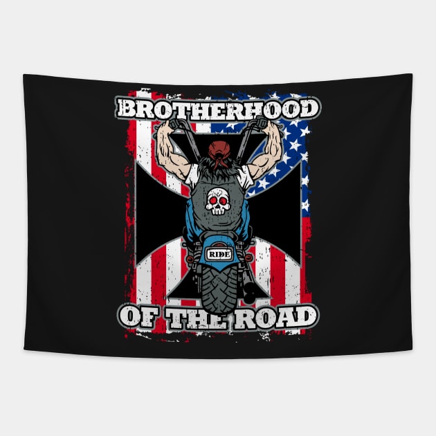 Brotherhood of the Road Biker Flag Tapestry by EPDROCKS