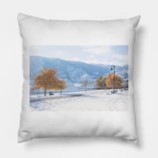 Winter Landscape Scenic View at Skaha Lake in Penticton Pillow