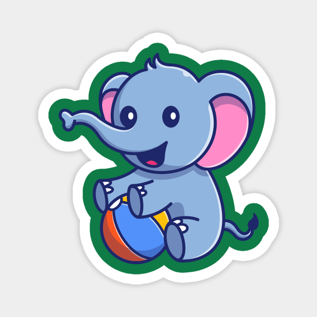 Cute Elephant Playing Ball Cartoon Magnet by Catalyst Labs