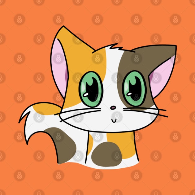 Cute Calico Cat With Green Eyes by Cheesy Pet Designs