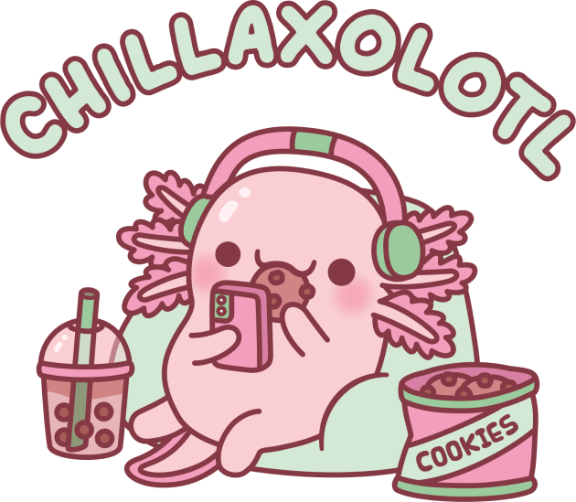 Cute Chilling Axolotl Chillaxolotl Funny Pun Kids T-Shirt by rustydoodle