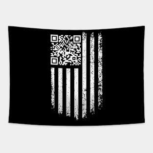 Trump Dance QR with America Flag Tapestry