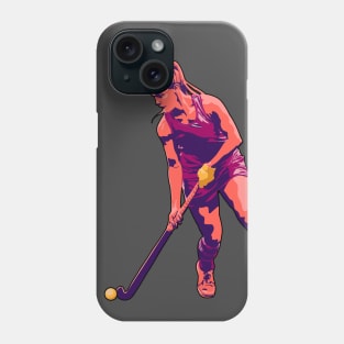 Field Hockey Player (Sunset Orange & Burgundy) Phone Case