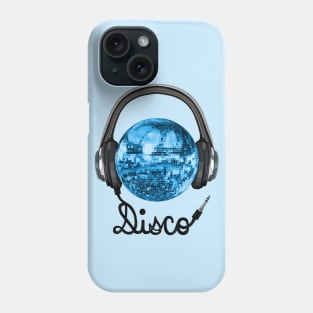 Blue Disco Ball Music Headphones Phone Case