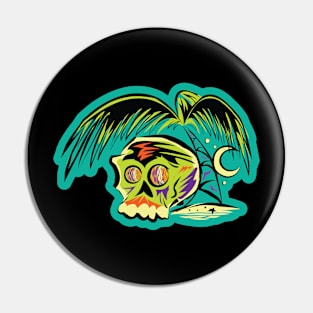 Skull Isle Full Color Pin