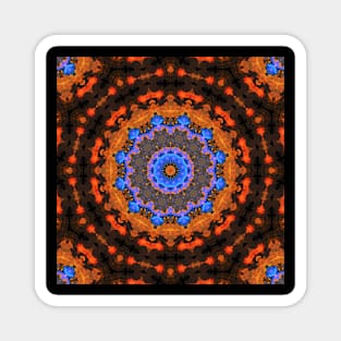 Psychedelic Kaleidoscope Orange and Blue Magnet