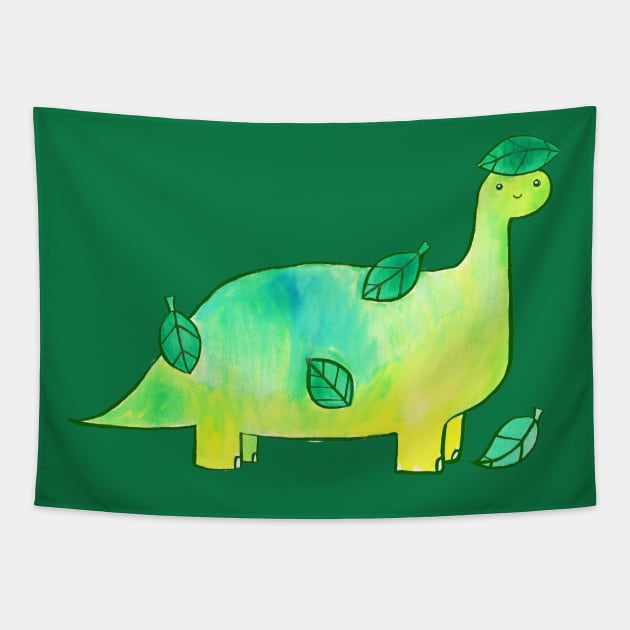 Leaf Dinosaur Watercolor Tapestry by saradaboru