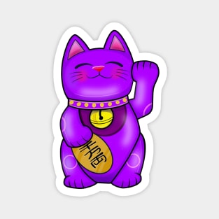 Purple For Oppurtunity Maneki Neko Lucky Cat Magnet