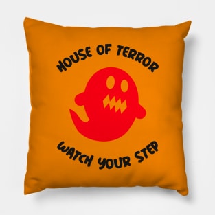 Spooky Halloween Red Ghost House of Terror Pillow