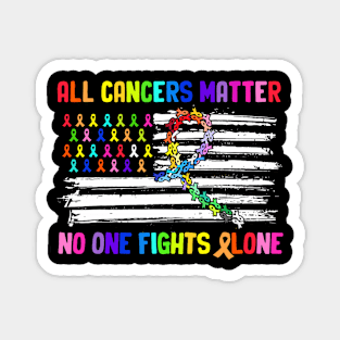 No One Fights Cancer Alone US Flag Magnet