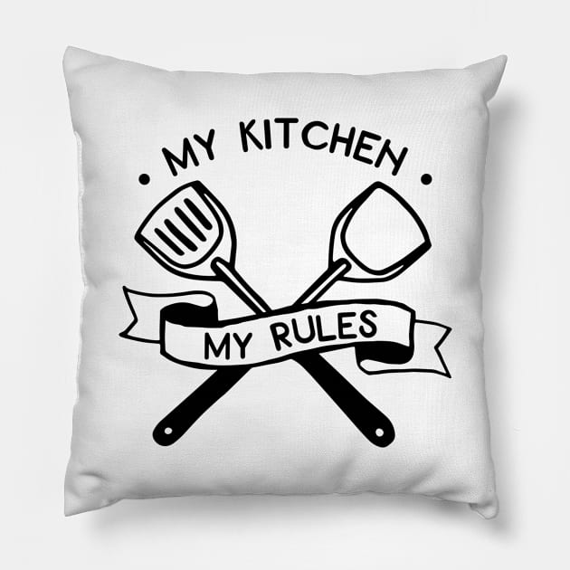 Kitchen Series: My Kitchen, My Rules Pillow by Jarecrow 