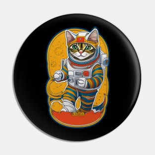 Red Planet Explorer: Cat in Astronaut Suit on Mars Pin