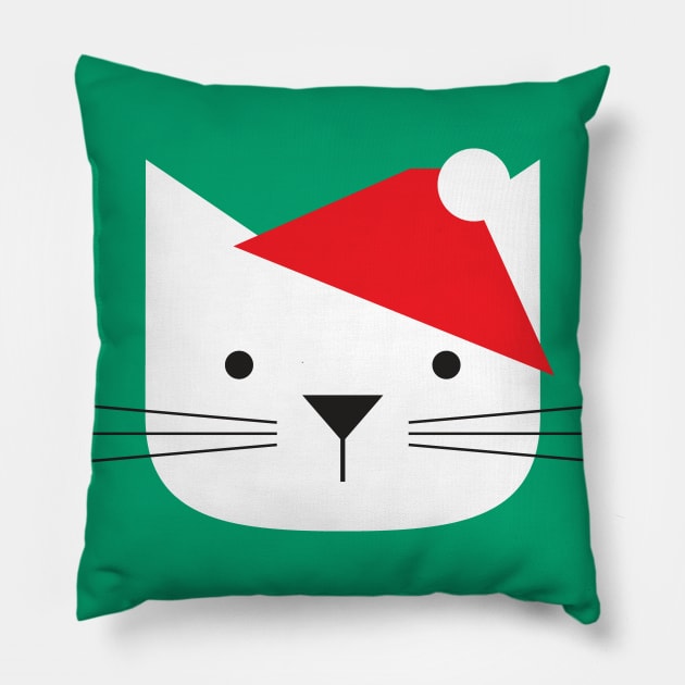Santa Cat (Whiskery) Pillow by ABKS