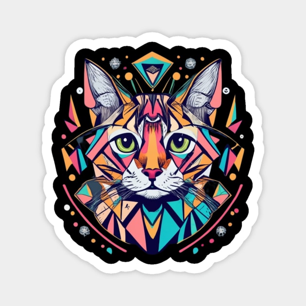 Geometric cat Magnet by Bestworker