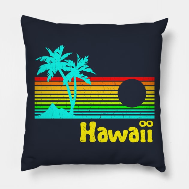 '80s Retro Vintage Hawaii (distressed look) Pillow by robotface