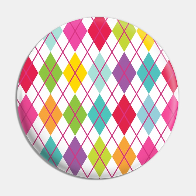 Argyle Lime Pink Red Gold Plum Teal Yellow Punk Rock Retro Pin by Shayna