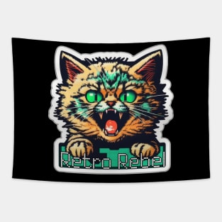 Street cat fighter Rebel sticker kitty design Tapestry