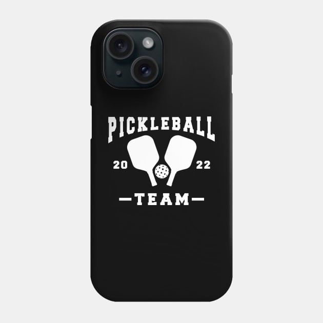 Pickleball team white text. Phone Case by Cute Tees Kawaii