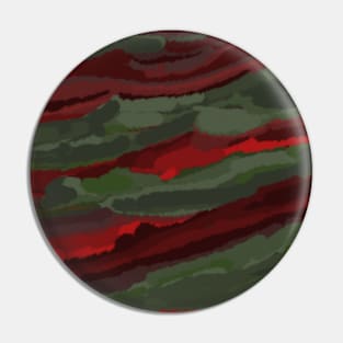 Abstract Dark Green Maroon and Red Brush Stroke Waves Pin