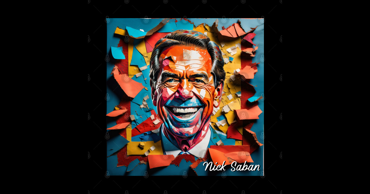 Nick Saban // Paper Art - Nick Saban - Sticker | TeePublic
