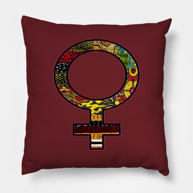 Afrocentric Brown & Gold Female Symbol Pillow by artbyomega