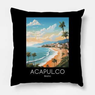 A Vintage Travel Illustration of Acapulco - Mexico Pillow