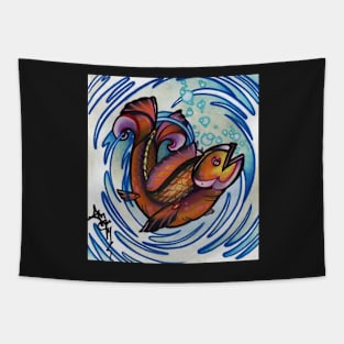 happy fish tattoo art Tapestry