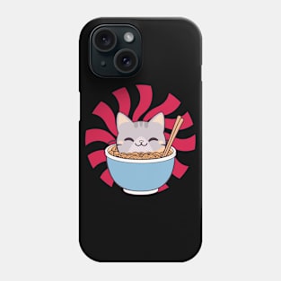 cute cat eats Bowl of ramen cuteness enthusiasts Phone Case