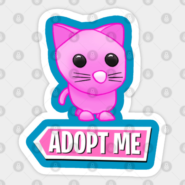 Adopt Me Pink Cat With Logo Adopt Me Sticker Teepublic - roblox adopt me pets pink cat