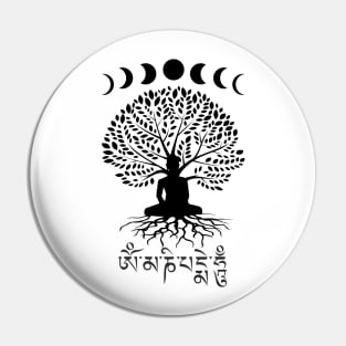 Moon Phases Buddha Om Mani Padme Hum Tree of Life Pin