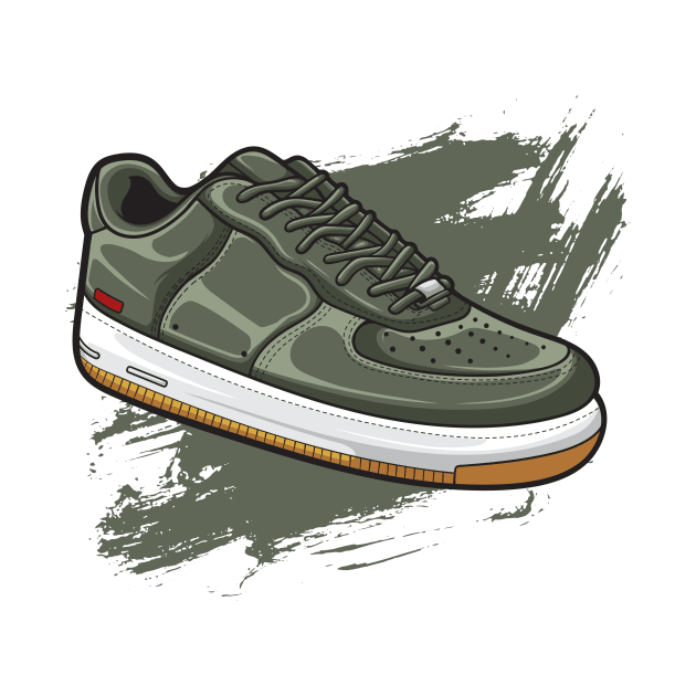 Force Olive Retro Sneaker by milatees