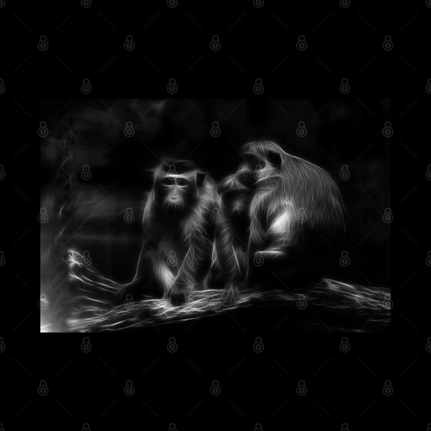 monkey family, black and white by hottehue