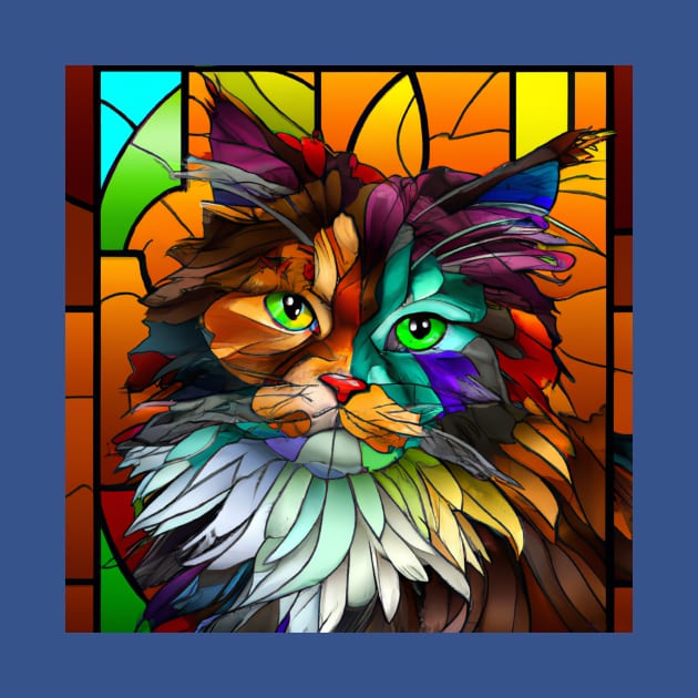 Multi-Colored Stained Glass Cat by Star Scrunch