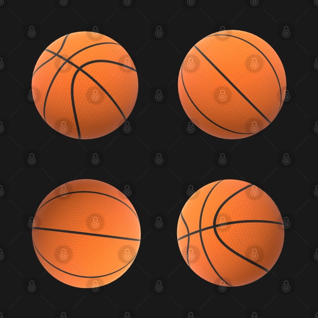 Basketball Lovers Basketballs Pattern for Fans and Players (Black Background) by Art By LM Designs 