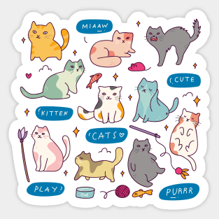Minimalist Cute Cats Icons Pack Sticker for Sale by CuteShop ❤️68k in 2023