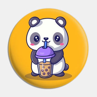 Cute Panda Drinking Milk Tea Boba Pin