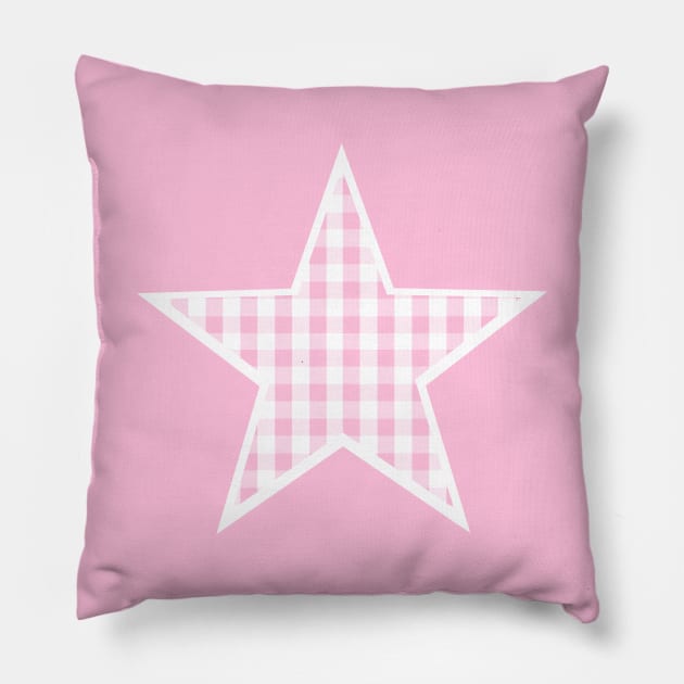 Soft Pink Gingham Star Pillow by bumblefuzzies