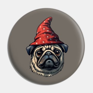 Little Red Wizard Pug Pin