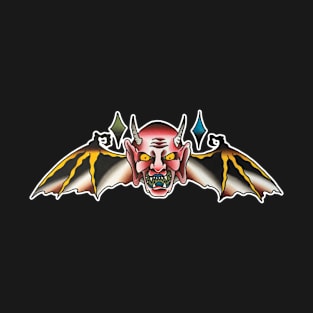 Flying Devil Head Tattoo Design T-Shirt