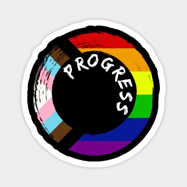 Progress Pride Rainbow Flag For Inclusivity Magnet by PowderShot