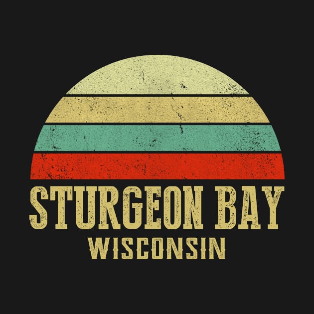 Sturgeon Bay Wisconsin Vintage Retro Sunset by Curry G