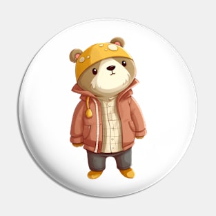 A cute teddy bear wearing street fashion Pin