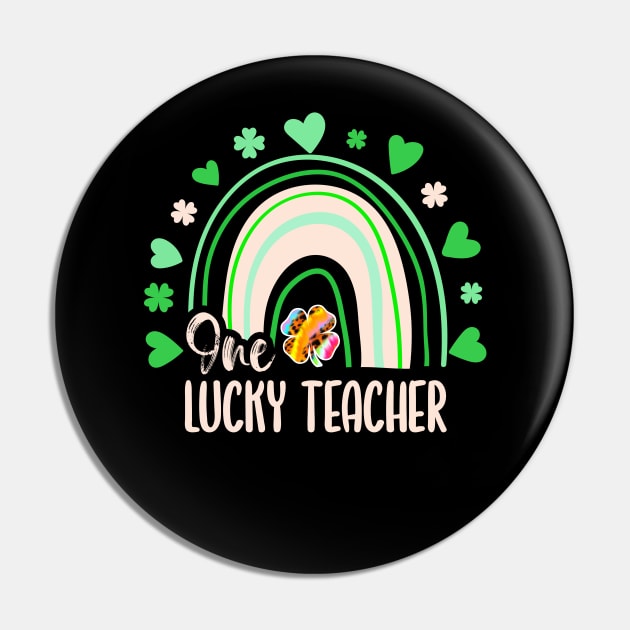 Leopard Tie Dye Rainbow Happy St Patricks Day One Lucky Teacher Shamrock Pin by wonderws