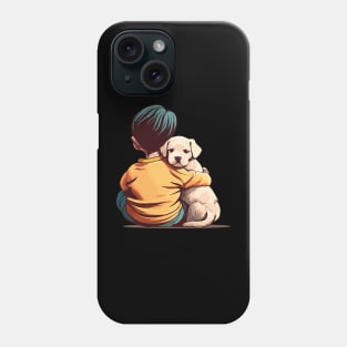 a little child with a cute dog in his arms Phone Case