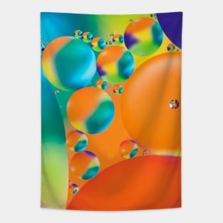 Colorful close up of oil drops in water Tapestry