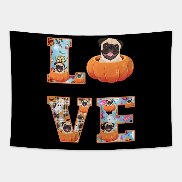 Cute Dog Pumpkin Halloween Costume Tapestry by Pelman