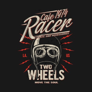 Cafe Racer 1974 vintage two wheels custom style Distressed T-Shirt