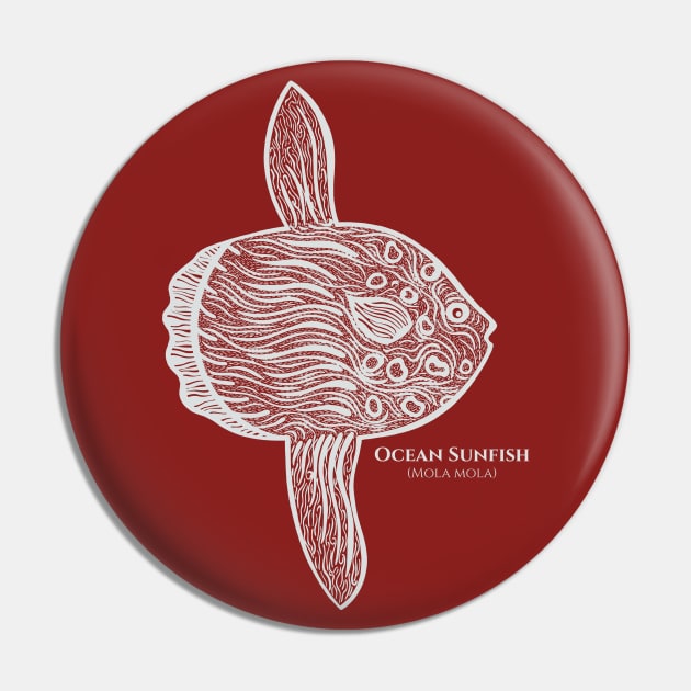 Ocean Sunfish or Mola with Common and Scientific Names - fish art Pin by Green Paladin