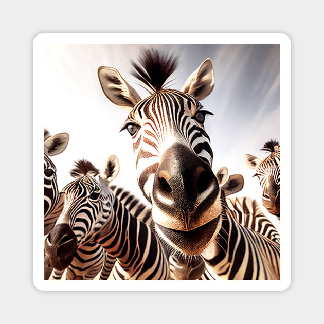 Zebra Wild Wild Nature Funny Happy Humor Photo Selfie Magnet by Cubebox